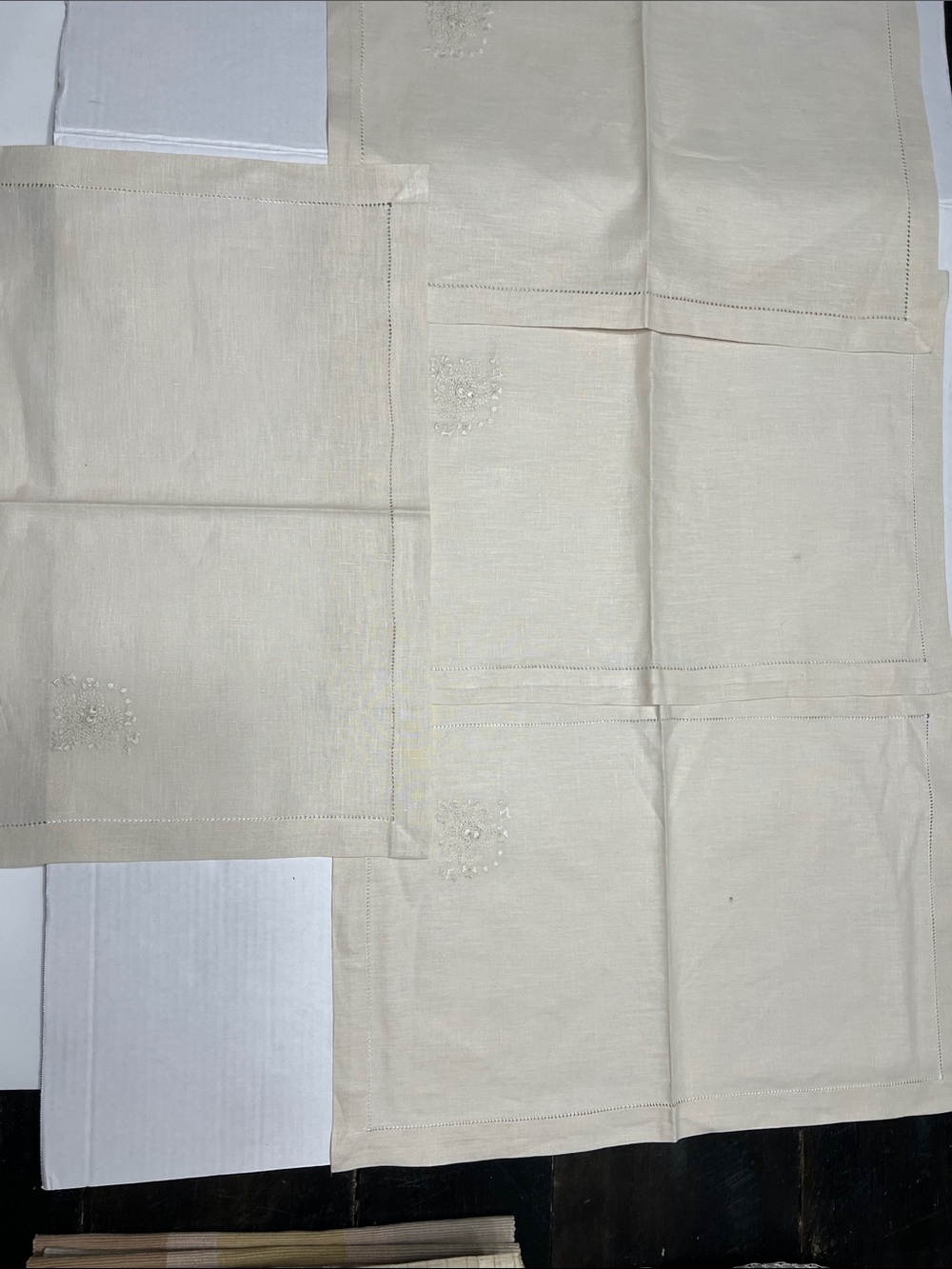 Embroidered Beige Linen Placemat - Picture 3 of 8